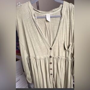FREE PEOPLE Jolin Hot Spring Green Tunic Blouse Size XS